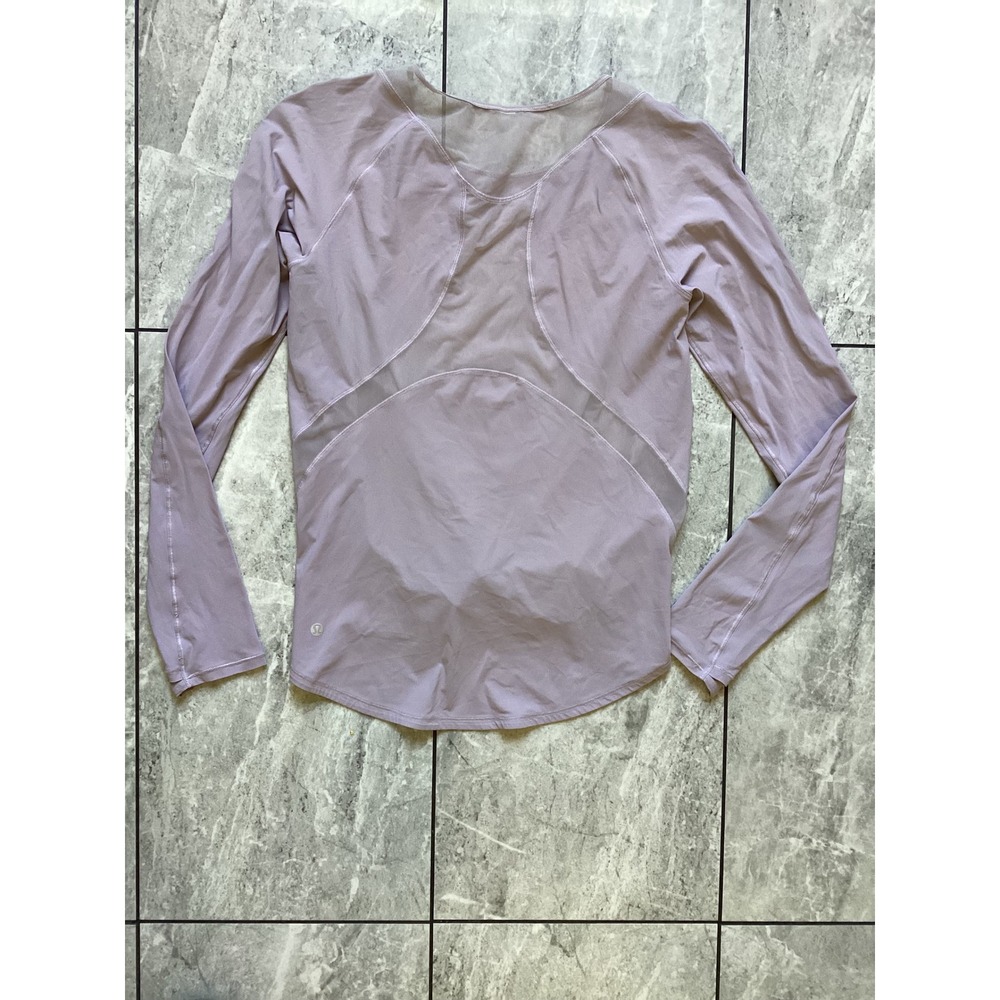 Lululemon Lavender Purple Twist Front Mesh Back Long Sleeve Active Top Women 6